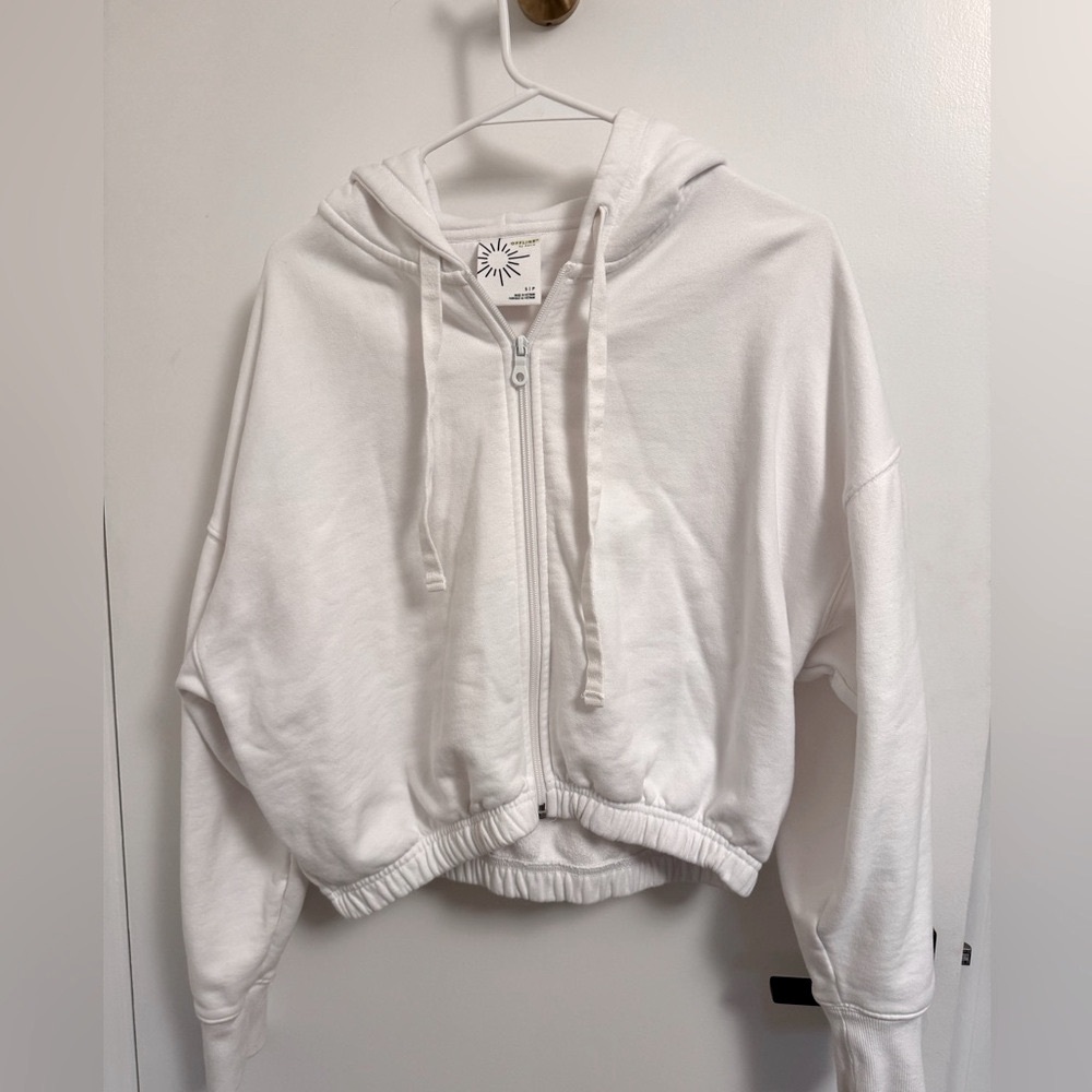 Aerie Offline Cropped Zip-up Hoodie Sweatshirt